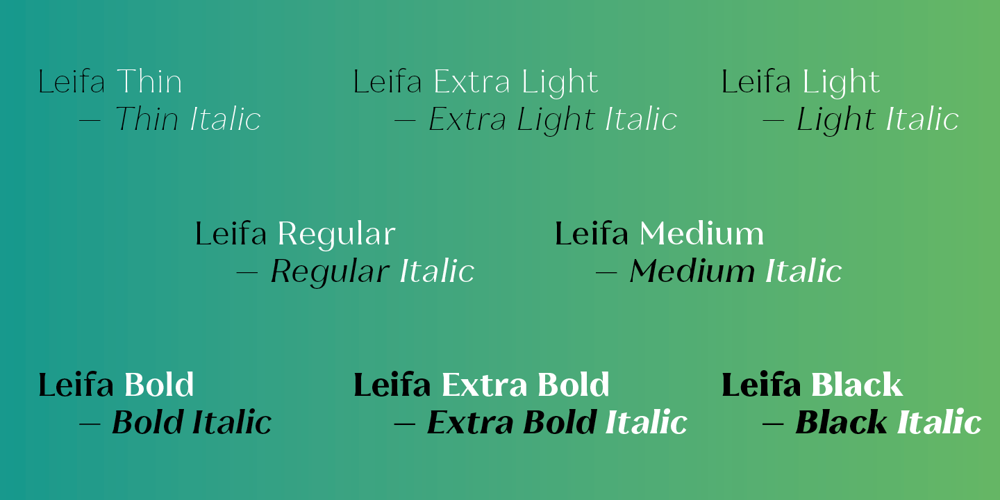 Przykład czcionki Leifa Extra Bold Italic